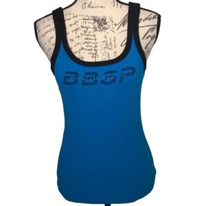 Bebe Sport Blue & Black Crystal Logo Tank Size Large